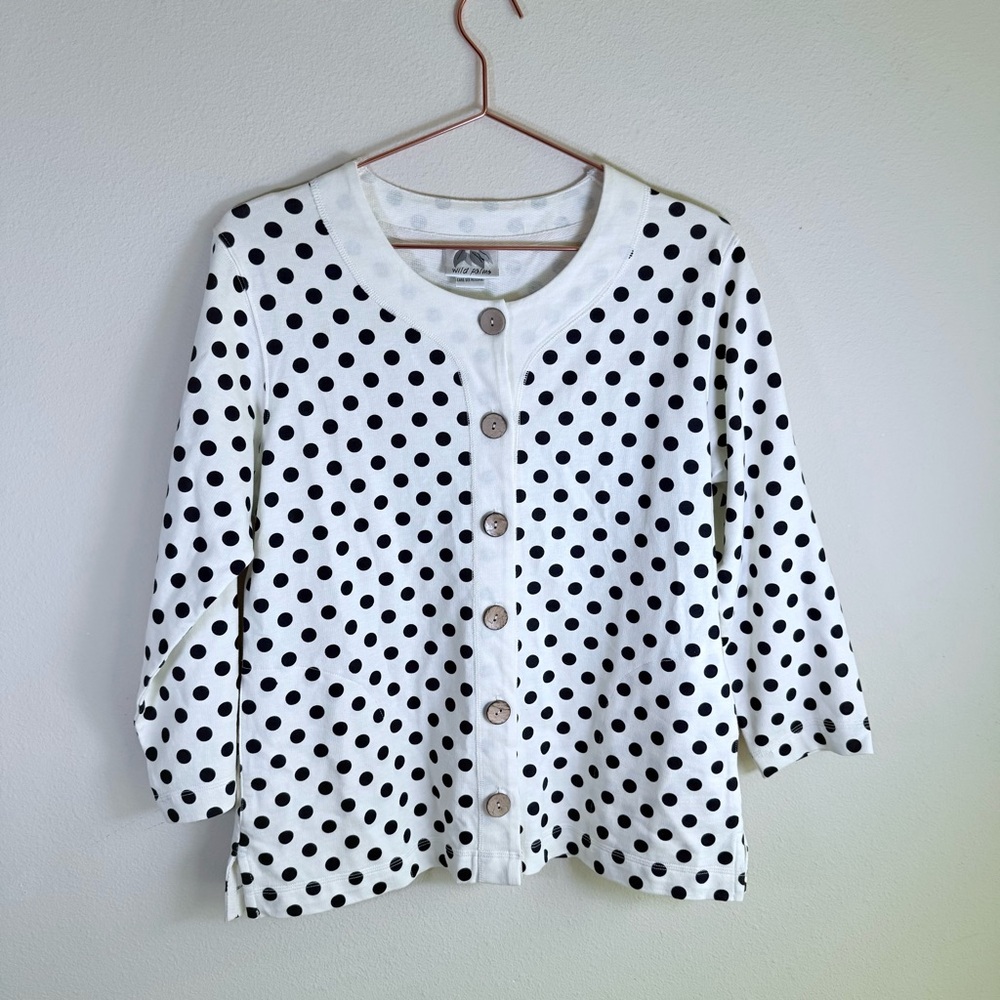 Wild Palms Black & White Polka Dot Cardigan – Size Small
